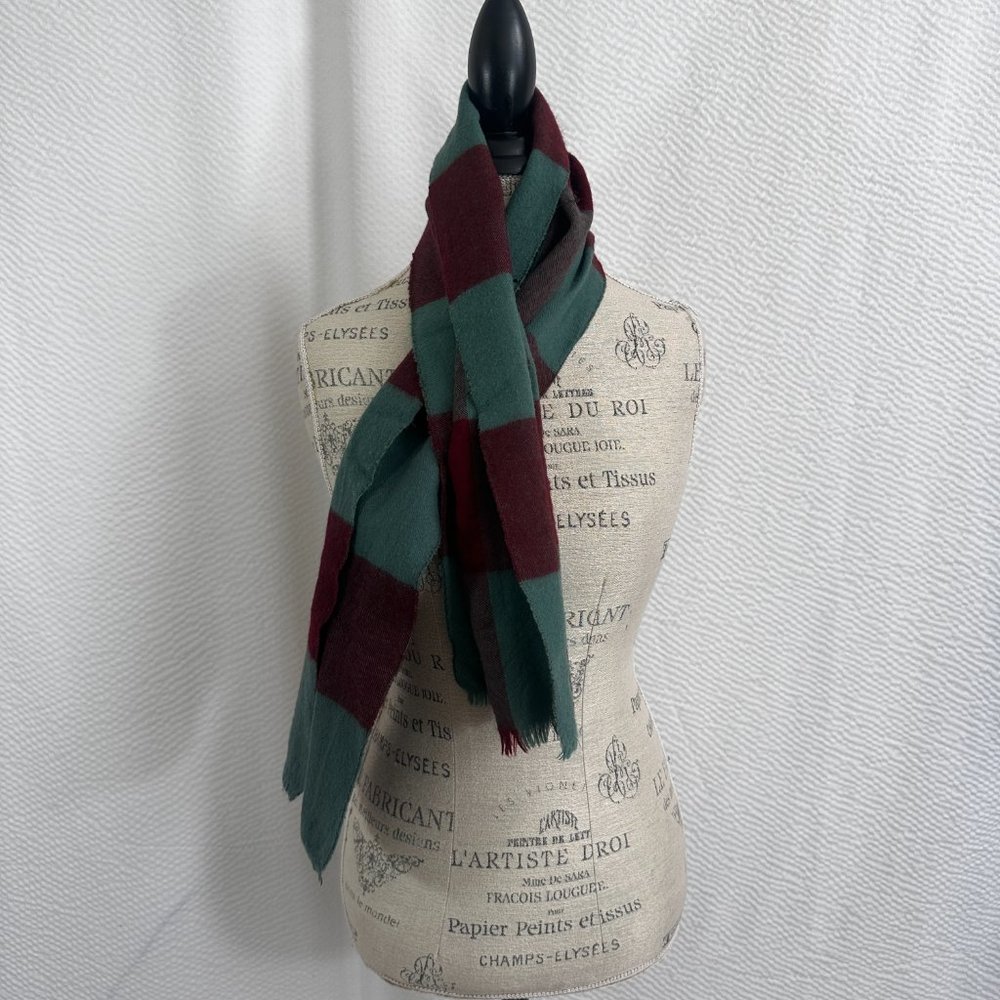 Vintage Superba Scarf Loomed of 100% Imported Australian Wool Fiber Plaid